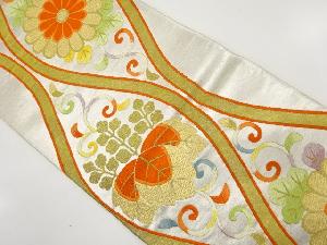 アンティーク　立涌に菊・桐模様織り出し袋帯（材料）